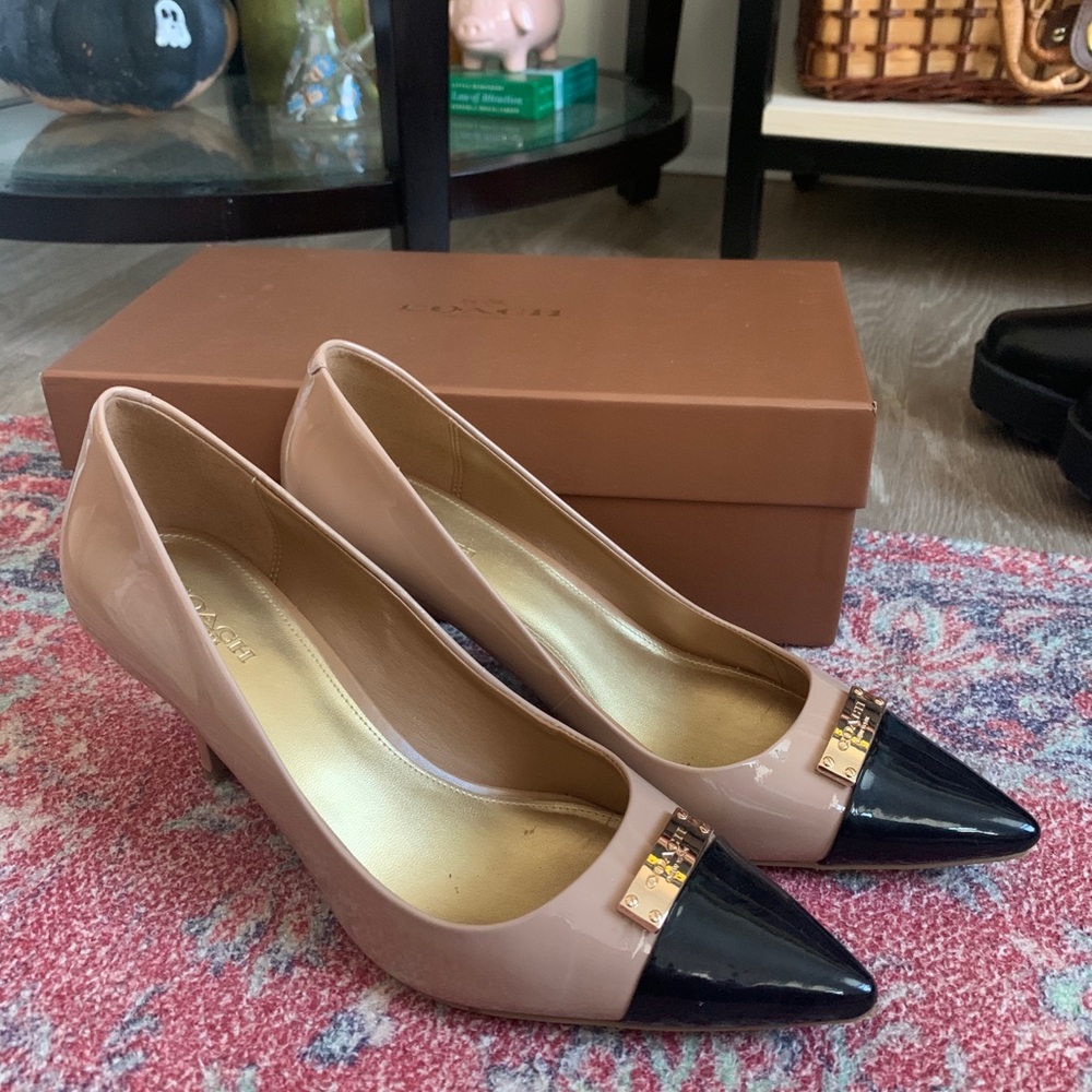 COACH patent leather kitten heels!